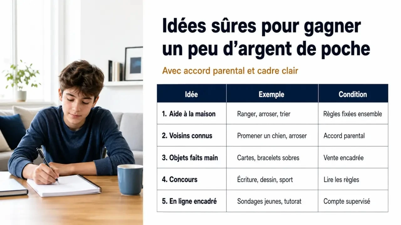 Comment gagner de l'argent a 12-13 ans : illustration éditoriale des idées sûres et légales