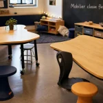 Mobilier scolaire classe flexible : tables mobiles sur roulettes et rangements