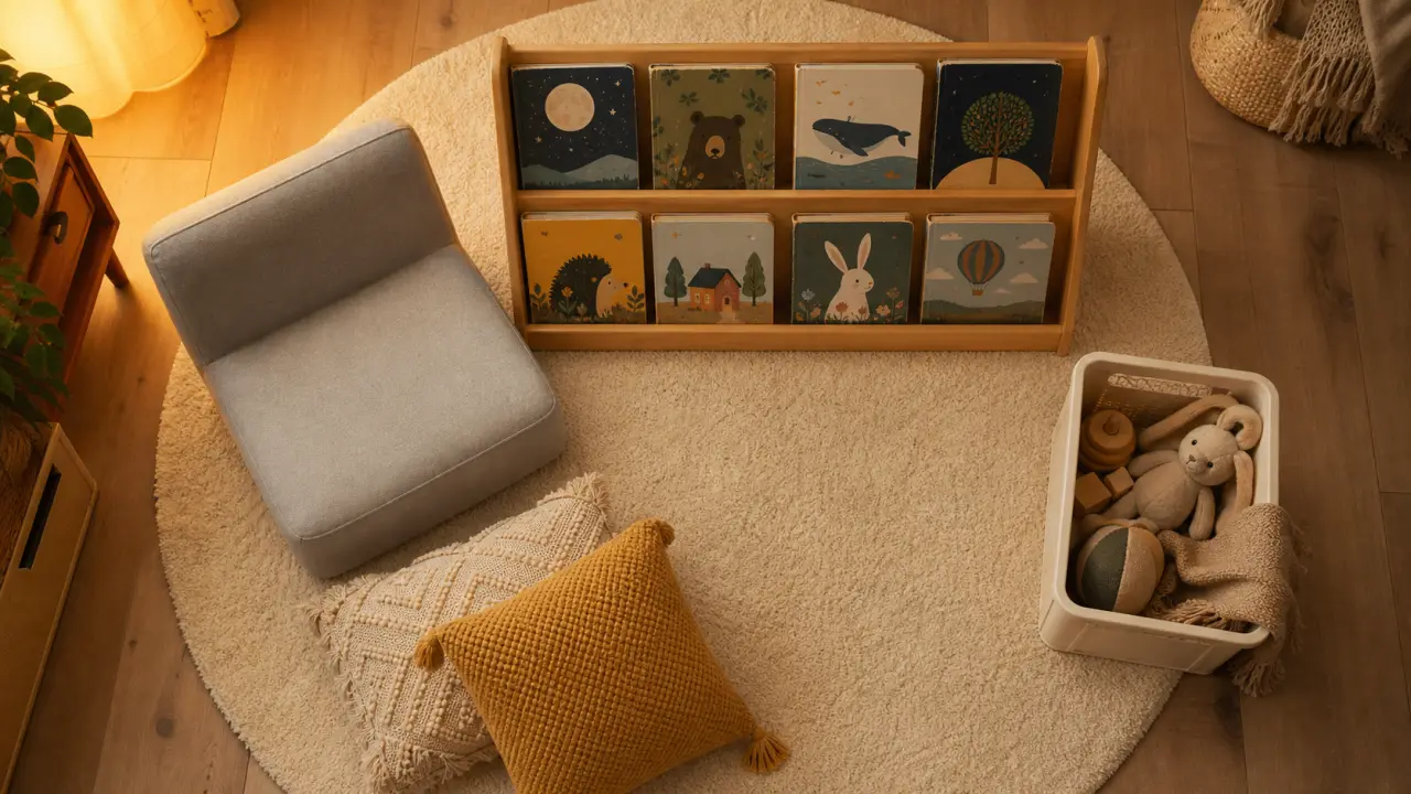 coin lecture bebe cosy : mobilier et lumière douce