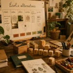 Écoles alternatives : coin classe Montessori avec matériel de pédagogie active