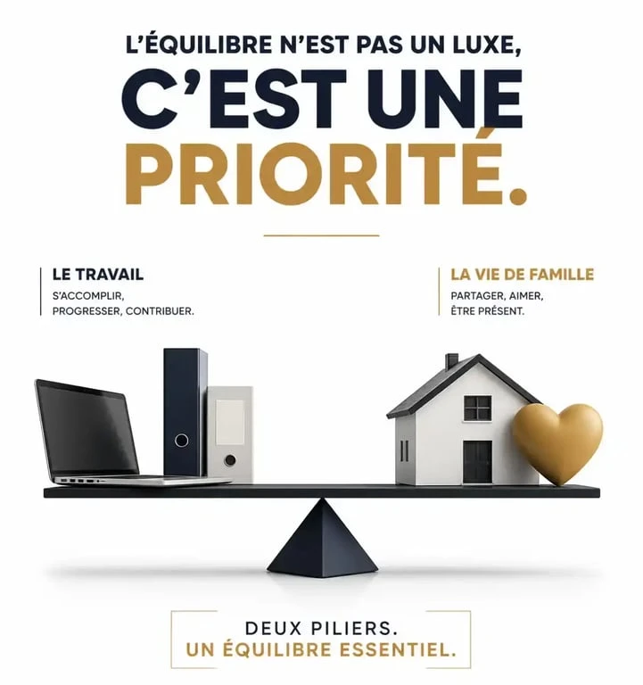 Illustration conceptuelle de l'équilibre entre vie professionnelle et vie en famille