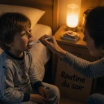 Routine du soir enfant : parent brosse les dents, avant le coucher