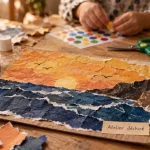 Activités manuelles enfants : collage papier déchiré sur carton