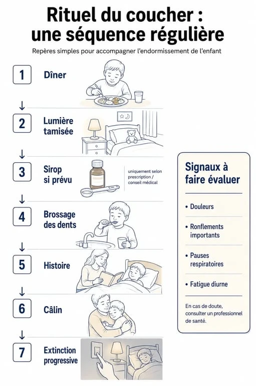 Sirop sommeil enfant : rituel du coucher et signes qui doivent faire consulter
