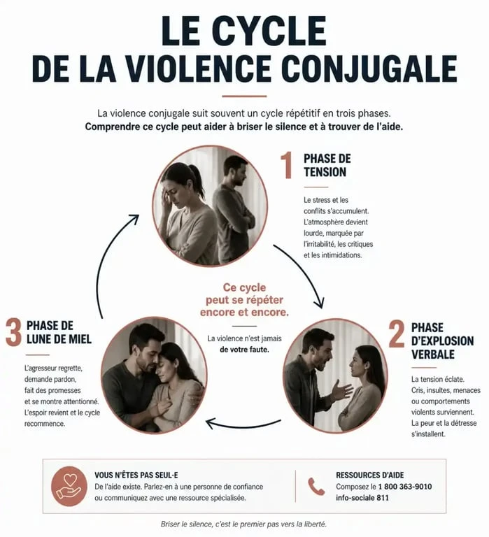 Schéma du cycle de la violence verbale dans le couple