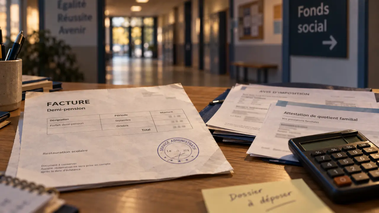 Aide restauration scolaire lycée : fonds social réduit la demi-pension